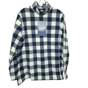 Lands' End Size XL (18) Buffalo Plaid Fleece Pullover. New With Tags